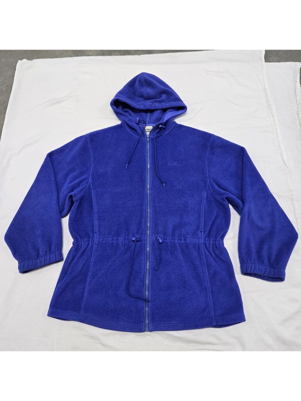 Size MEDIUM Womens Vintage LL Bean Jacket Full Zip Fleece Blue/Purple Adjustable